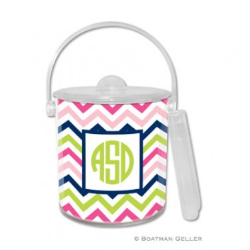 Ice Bucket - Chevron Pink Navy & Lime