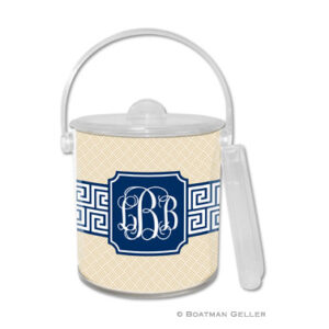 Ice Bucket - Greek Key Band Navy