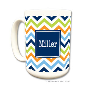 Mugs - Chevron Blue Orange & Lime