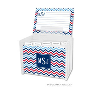 Recipe Box - Chevron Blue & Red