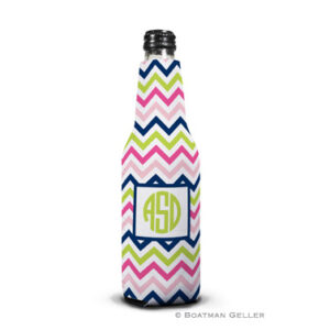 Koozie - Chevron Pink Navy & Lime