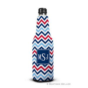 Koozie - Chevron Blue & Red