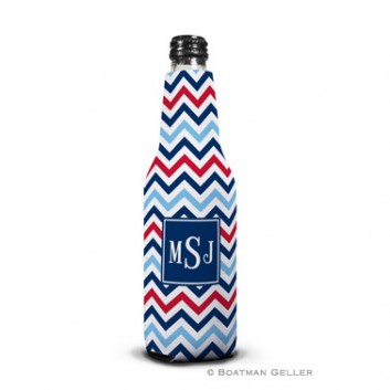 Koozie - Chevron Blue & Red