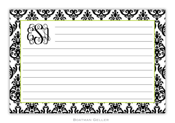 Recipe Cards - Madison Damask White w/Black