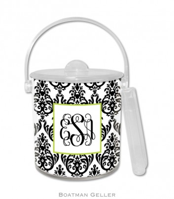 Ice Bucket - Madison Damask White w/Black