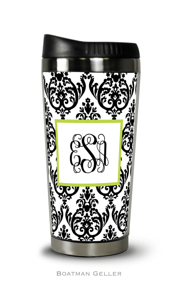 Travel Tumbler - Madison Damask White w/Black